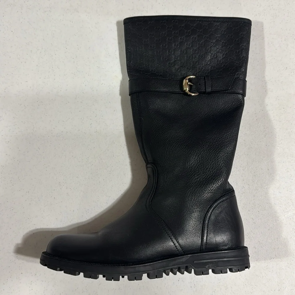 Gucci Boots Black GG Slip On Women’s Size 36 Authentic - Picture 1 of 12